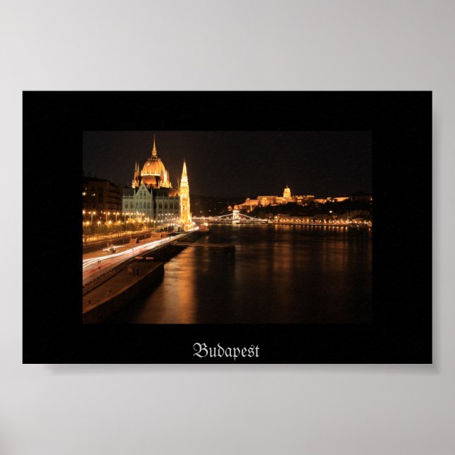 Poster Budapest nuit du pont Margit, Parlement, (Devant)