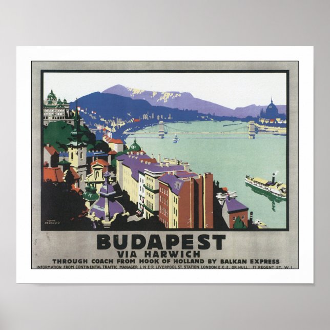 Poster Budapest via Harwich (Devant)