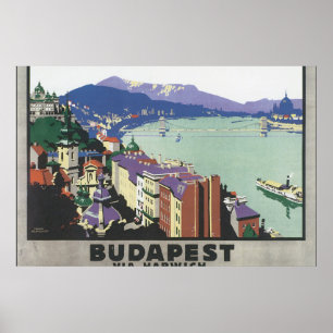 Poster Budapest via Harwich_Poster Vintage voyage