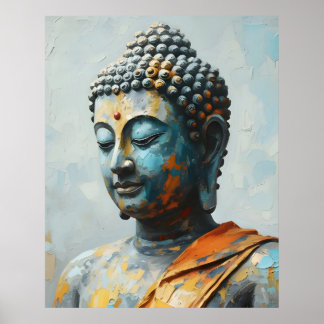 Poster Buddha Colorful Painting - Modern Impasto Art