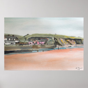 Poster Bude Cornwall Print – Œuvre d'art murale côtière à