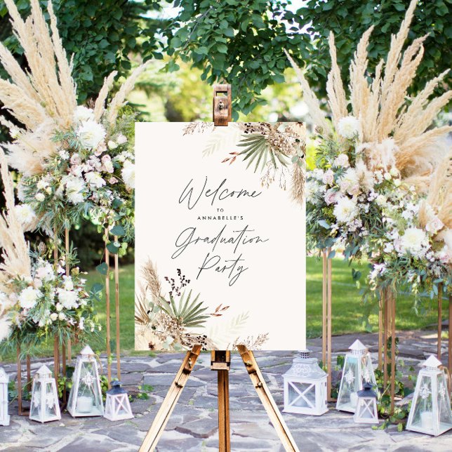 Poster Budget graduation pampas botanique moderne élégant (Créateur téléchargé)