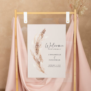 Poster Budget moderne pampas herbe accueil mariage