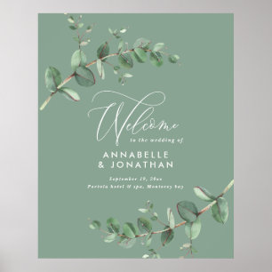 Poster Budget simple mariage élégant vert eucalyptus