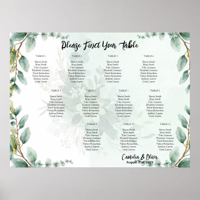 Poster BUDGET Verdure Eucalyptus Mariage DU GRAPHIQUE DE  (Devant)