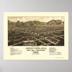 Poster Buena Vista, carte panoramique de Co - 1882