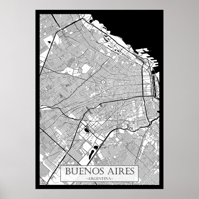 Poster Buenos Aires Argentina Map (Devant)