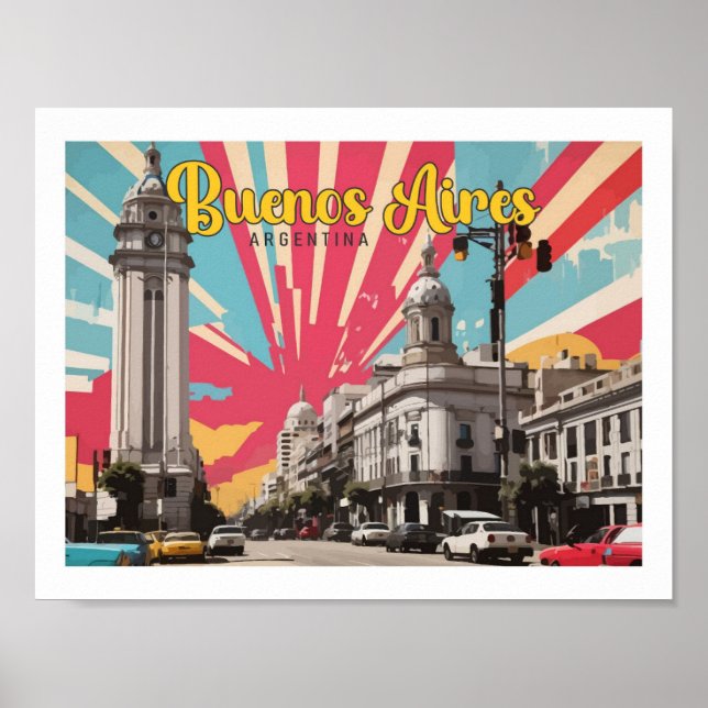 Poster Buenos Aires Argentine Pop Art Voyage Illustration (Devant)