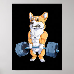 Poster Buff Power Lifting Corgi Bodybuilder