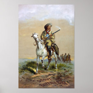 Poster Buffalo Bill Cody, 1872. Publicité vintage