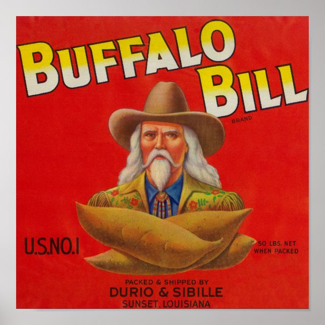 Poster Buffalo Bill Marque Yam Crate Étiquette (Devant)