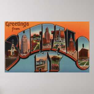 Poster Buffalo, New York - Scènes de grandes lettres