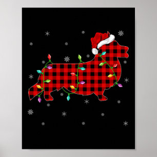 Poster Buffalo Plaid Family Corgi Christmas Paja