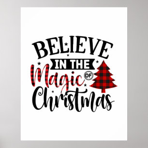 Poster Buffalo Plaid Motif Christmas Tree Citation disant