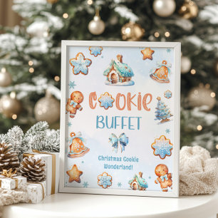 Poster Buffet biscuit Blue Little man Noël anniversaire
