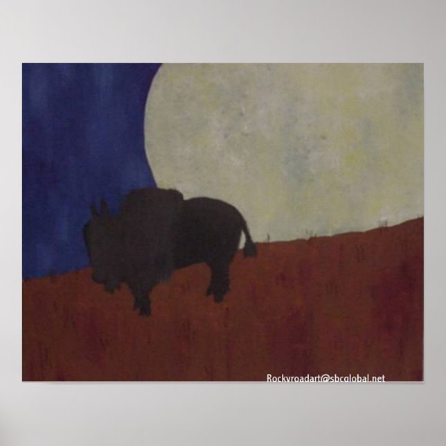 Poster Buffle Abstrait la nuit (Devant)