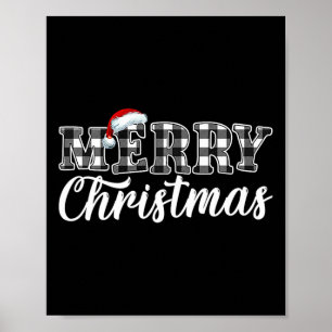 Poster Buffle de Noël Plaid Noir et Blanc pour les hommes