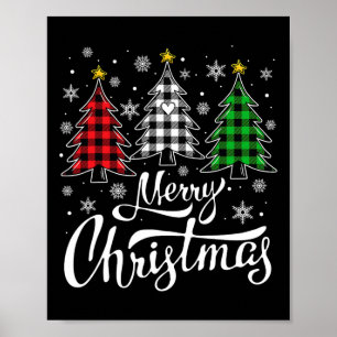 Poster Buffle de Noël Plaid Rouge Blanc Vert Noël