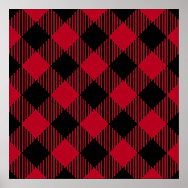 Poster Buffle rouge et noir, Motif Plaid (Devant)