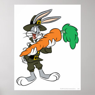 Poster BUGS BUNNY™ Pèlerin Carotte de Thanksgiving