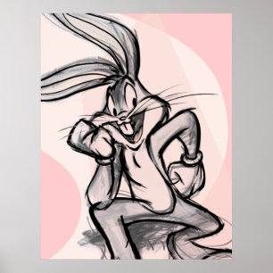 Poster BUGS BUNNY™ Thinker rose pâle