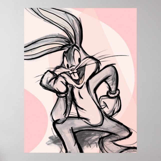 Poster BUGS BUNNY™ Thinker rose pâle (Devant)