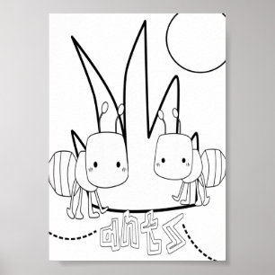 Poster Bugs de coloriage mignons fourmis