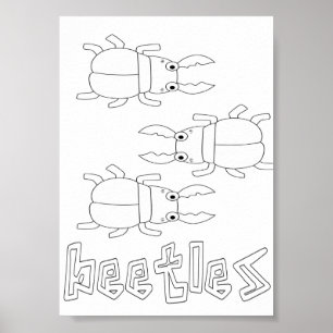 Poster Bugs et Coléoptères de coloriage mignons