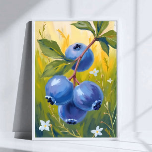 Poster Buisson de myrtilles   Peinture aquarelle de fruit