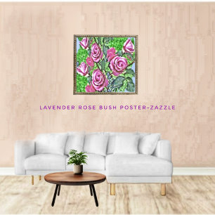 Poster Buisson de roses lavande