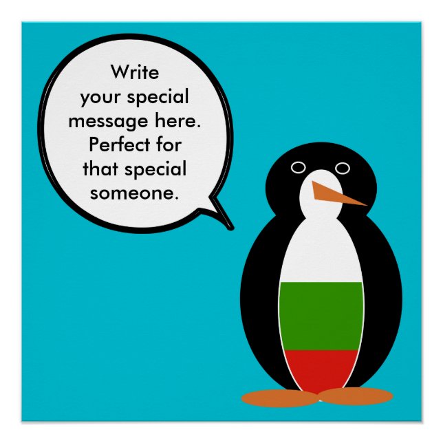 Poster Bulgare Parler Mme Penguin Personnalisée (Devant)
