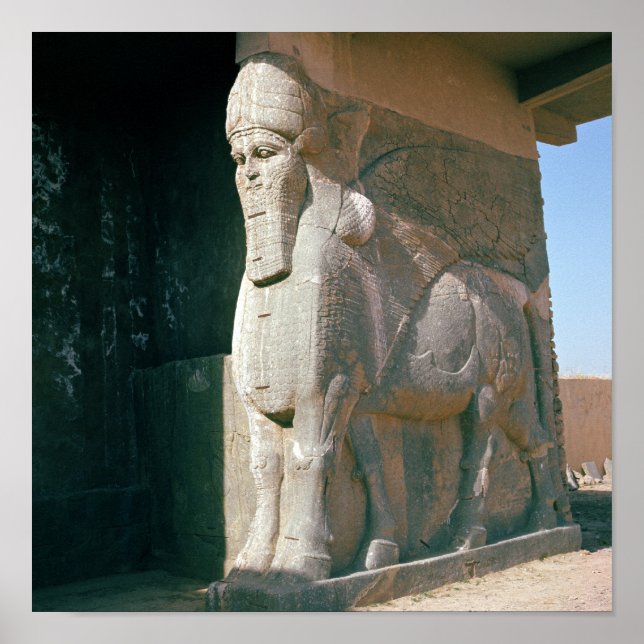 Poster Bull ailé à tête humaine, période néo-assyrienne (Devant)