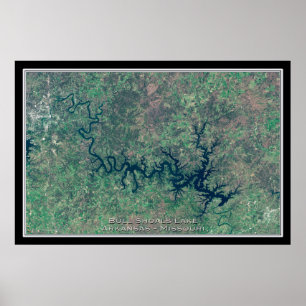 Poster Bull Shoals Lake Arkansas - Missouri Satellite Map