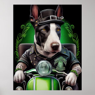 Poster Bull Terrier Chien Conduite Vélo St. Patrick's Day