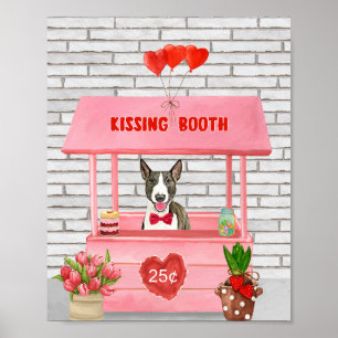 Poster Bull Terrier Chien Valentine's Day Kissing Booth