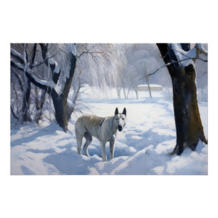 Poster Bull Terrier Laisser neiger Noël