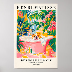 Poster Bulldog Anglais Dans La Baignoire, Mur De Salle De