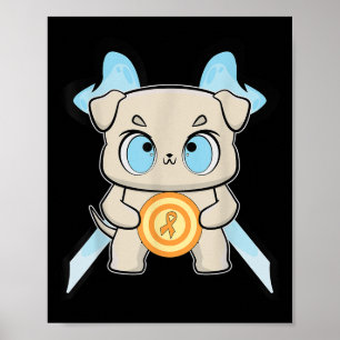 Poster Bulldog Anime Chiot Sensibilisation à la leucémie 