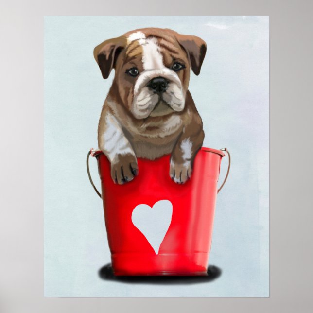 Poster Bulldog Bucket Of Love Red (Devant)