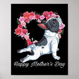 Poster Bulldog Coeur de chien Floral Joyeux cadeaux de la