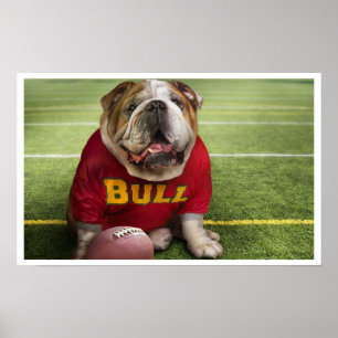 Poster Bulldog Football Time Art Imprimer l'affiche