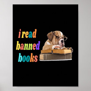 Poster Bulldog J'Ai Lu Des Livres Interdits
