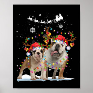Poster Bulldog Reindeer Noël Noël Noël Noël Noël Noël X