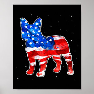 Poster Bulldog Tie Dye Drapeau Américain Patriotique 4 Ju