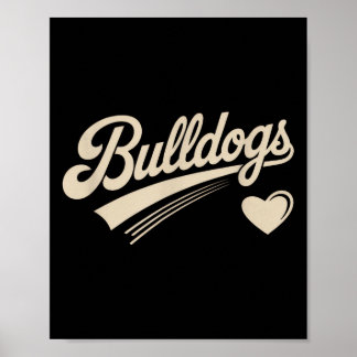 Poster Bulldogs rétro Coeur Vintage pour hommes femmes en