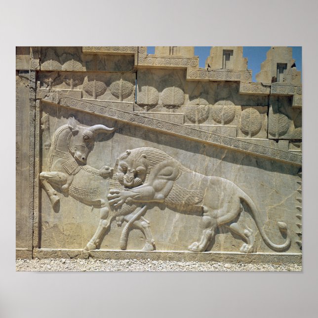 Poster Bulle de combat de lions, escalier de secours est (Devant)