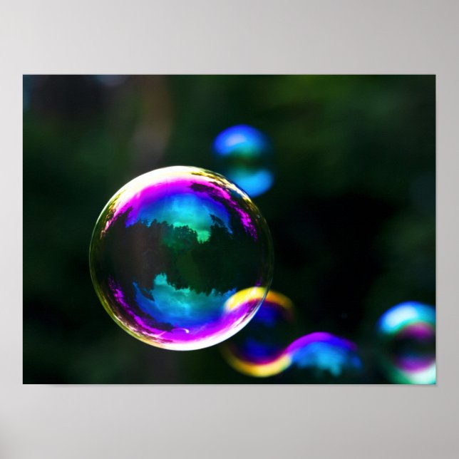 Poster Bulles de savon colorées flottantes (Devant)