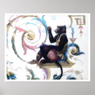Poster Bulles de soufflage de singe