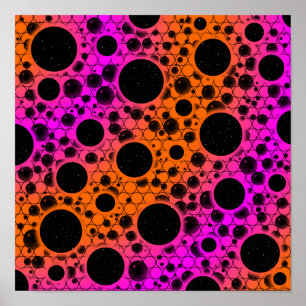 Poster Bulles d'espace - Taches - Orange/Rose