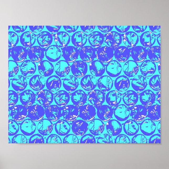 Poster Bulles en plastique de pop art bleu (Devant)